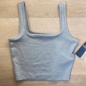 Hollister Gray Ribbed Square Neck Crop Tank Small